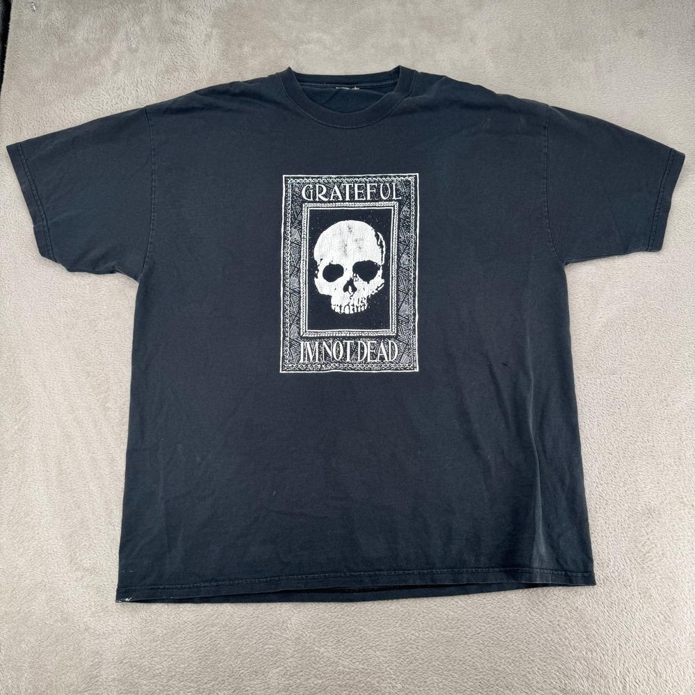 Vintage Grateful Dead Parody Skull Graphic Mens Shirt 2XL Black Preowned Hole
